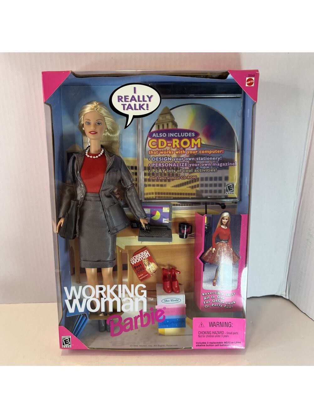 Vintage Mattel Barbie Working Woman Interactive Talking Doll with CD-ROM - 1999